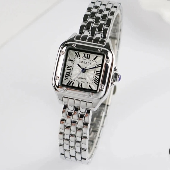 Greely Accessories - brand new Women Silver tone Stainless steel Rhinestone Bezel Square Watch